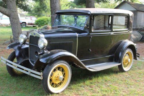 1931 model a ford tudor all black with yellow wheels, indiana! runs &amp; original..