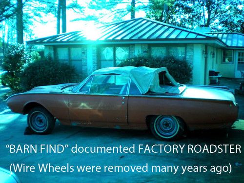 1962 ford thunderbird tbird factory documented roadster convertible barn find