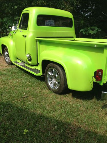 Lime green ford f100 1955 with original 2.93 engine. rebuild and running great